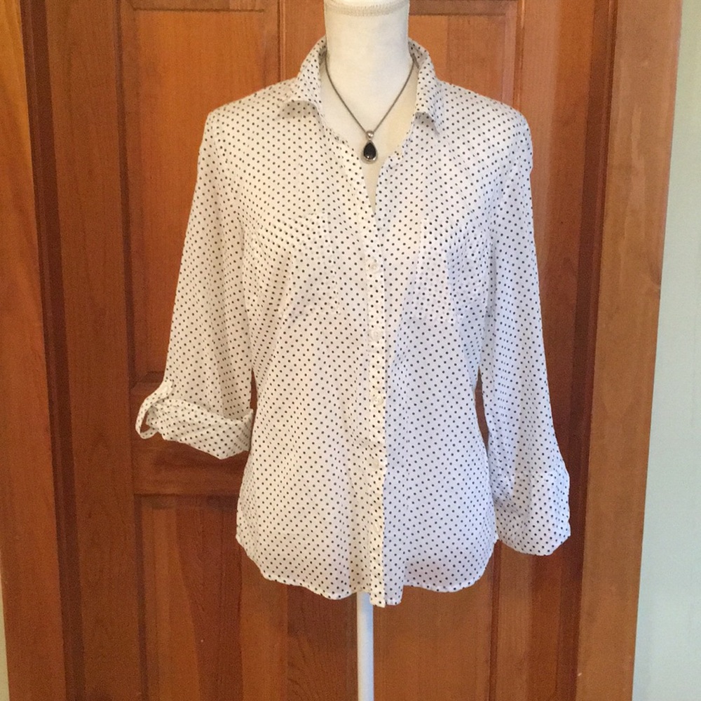 Ann Taylor Long Sleeve Black & White Blouse